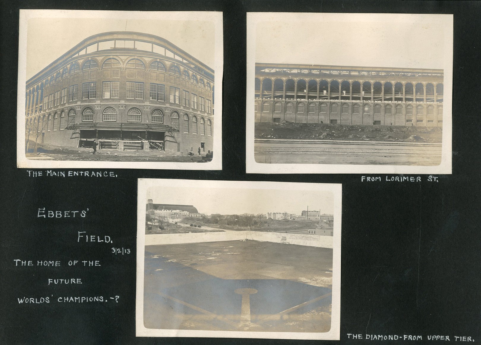 Jackie Robinson & Brooklyn Dodgers - 1913 Mid-Construction Ebbets Field Photo Album