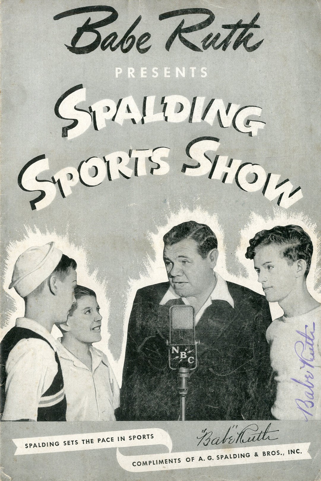 1944 Babe Ruth Signed "Spalding Sports Show" Radio Program (PSA)