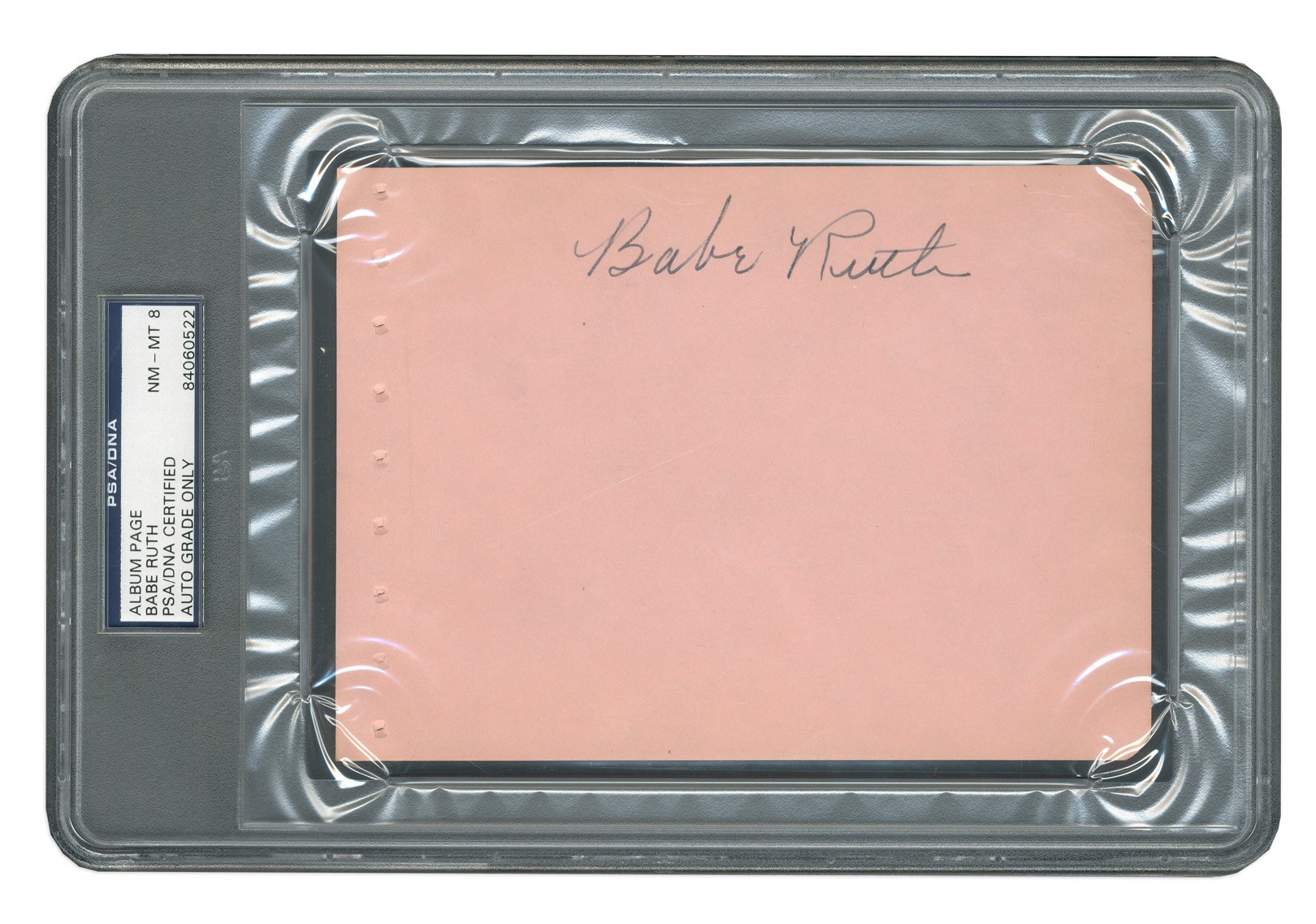 Ruth and Gehrig - 1940s Babe Ruth Signed Album Page (PSA NM-MT 8)