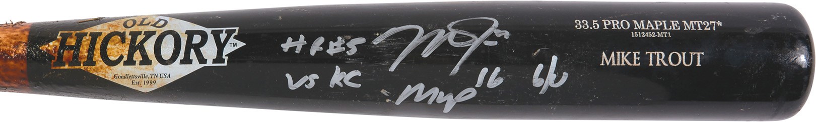 Baseball Equipment - 2016 MVP Mike Trout Home Run #5 Signed Game Used Bat (PSA GU 10, Photo-Matched)