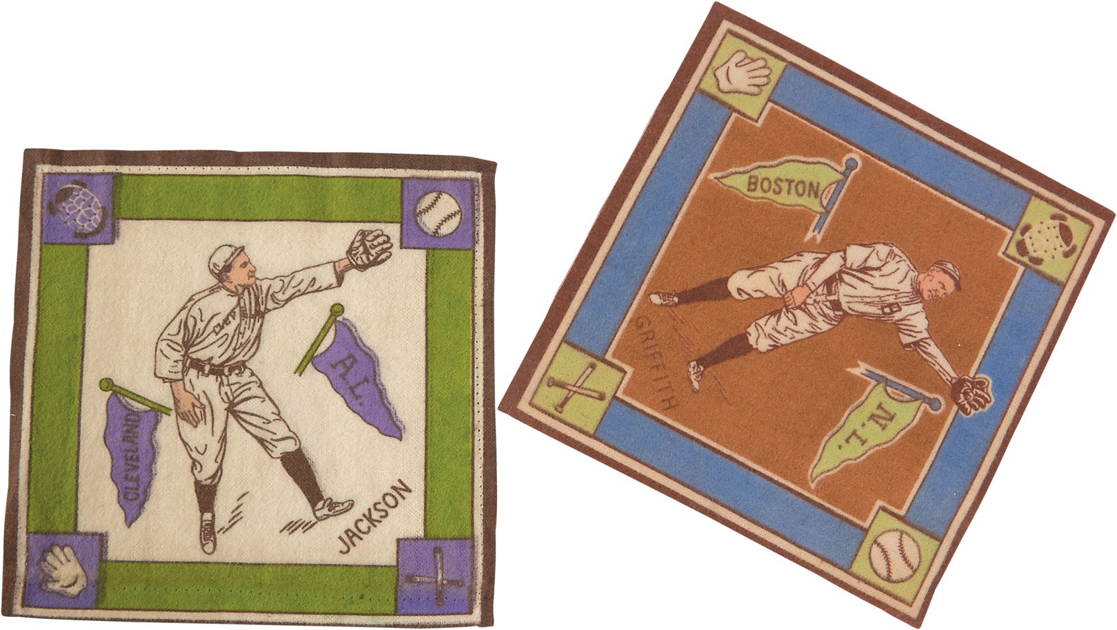 Baseball and Trading Cards - 1914 B-18 Felt Blanket Collection with Joe Jackson and TWO Cobb's!