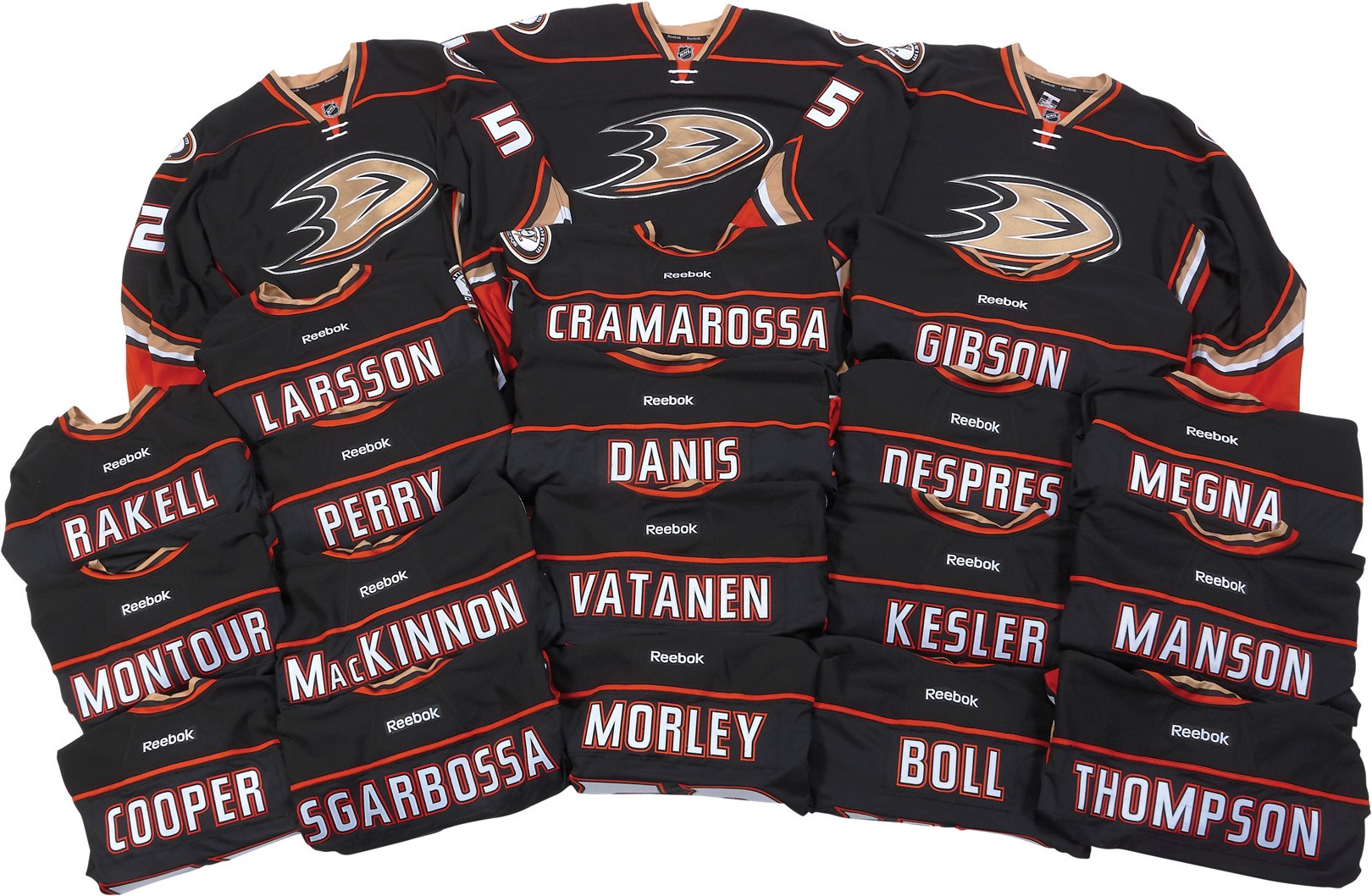 2015-16 Anaheim Ducks Set of Game Worn Jerseys (28)
