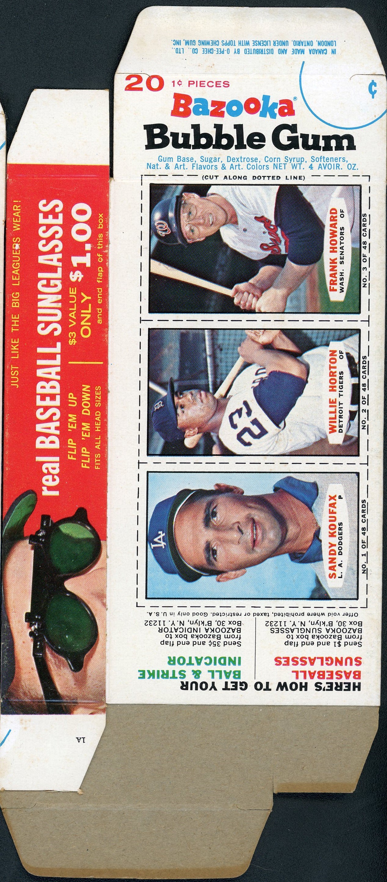 - 1966 Bazooka Complete Box Collection of (6) with Rose and Koufax