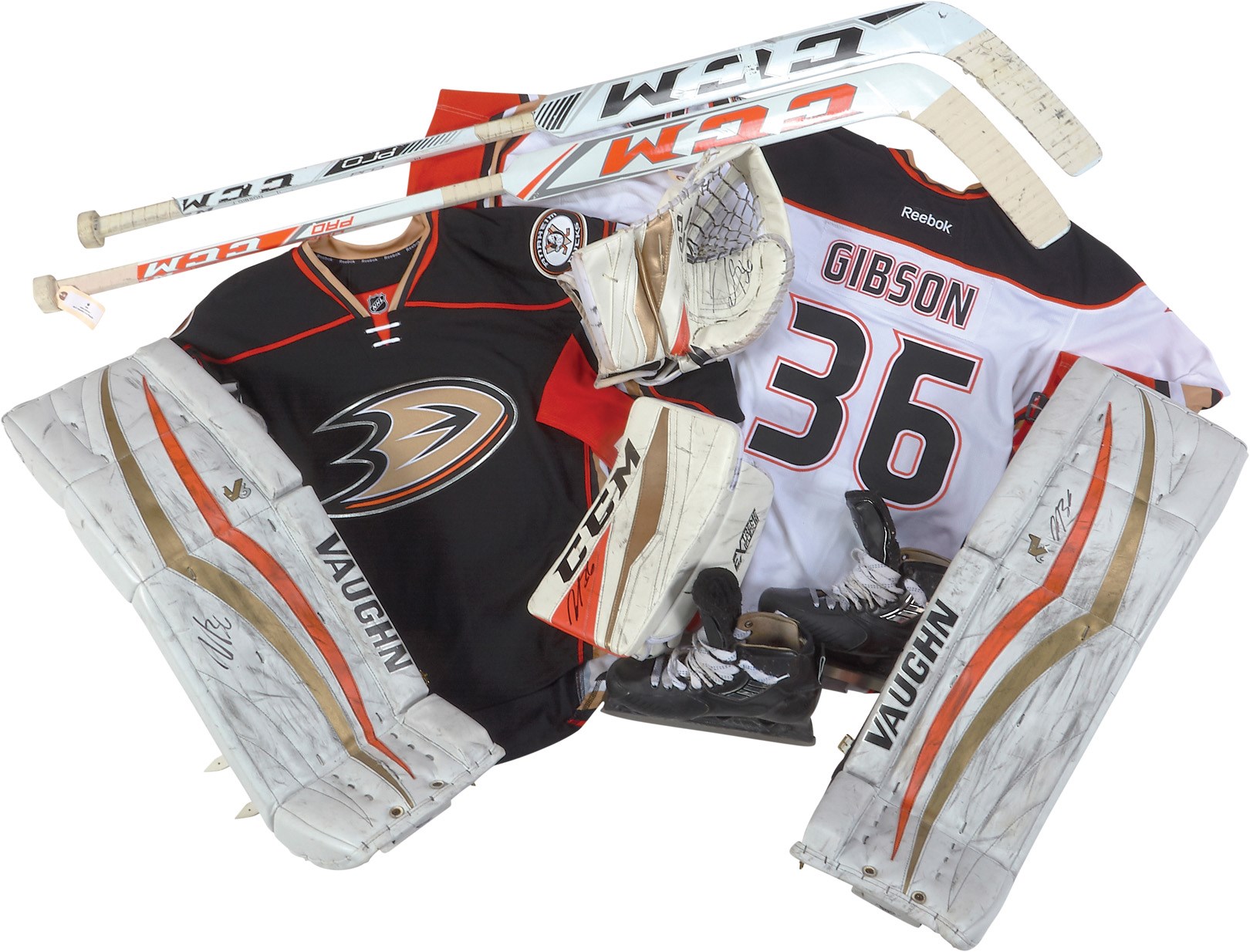 Hockey - John Gibson Anaheim Ducks Game Worn Jersey, Goalie Equipment and More