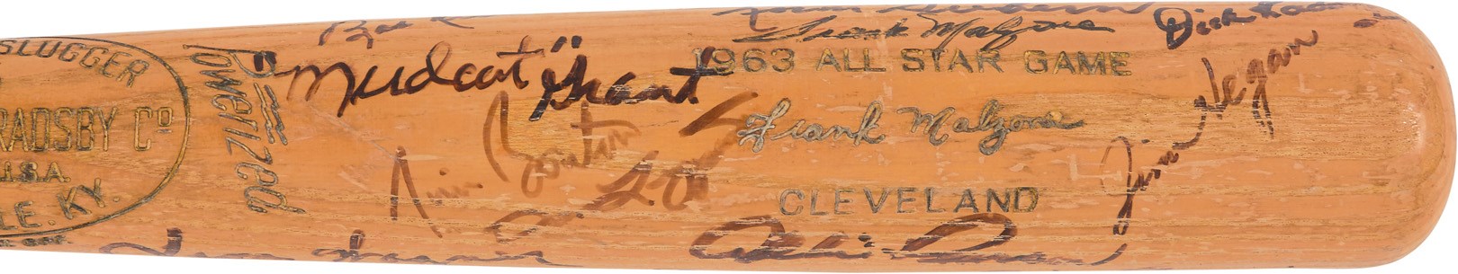 1963 Frank Malzone All-Star Game Team-Signed Bat (JSA)