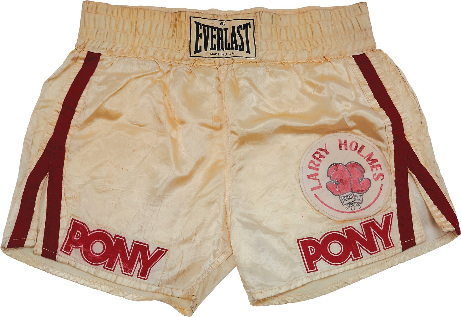 Muhammad Ali & Boxing - 1985 Larry Holmes Fight Worn Trunks vs. Tim Witherspoon (Photo-Matched)