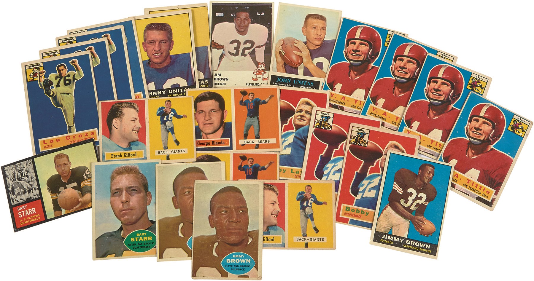 Baseball and Trading Cards - Consecutive 1955-65 Topps, Bowman & Fleer Football Near & Partial Sets (17 Sets, 1700+ Cards)