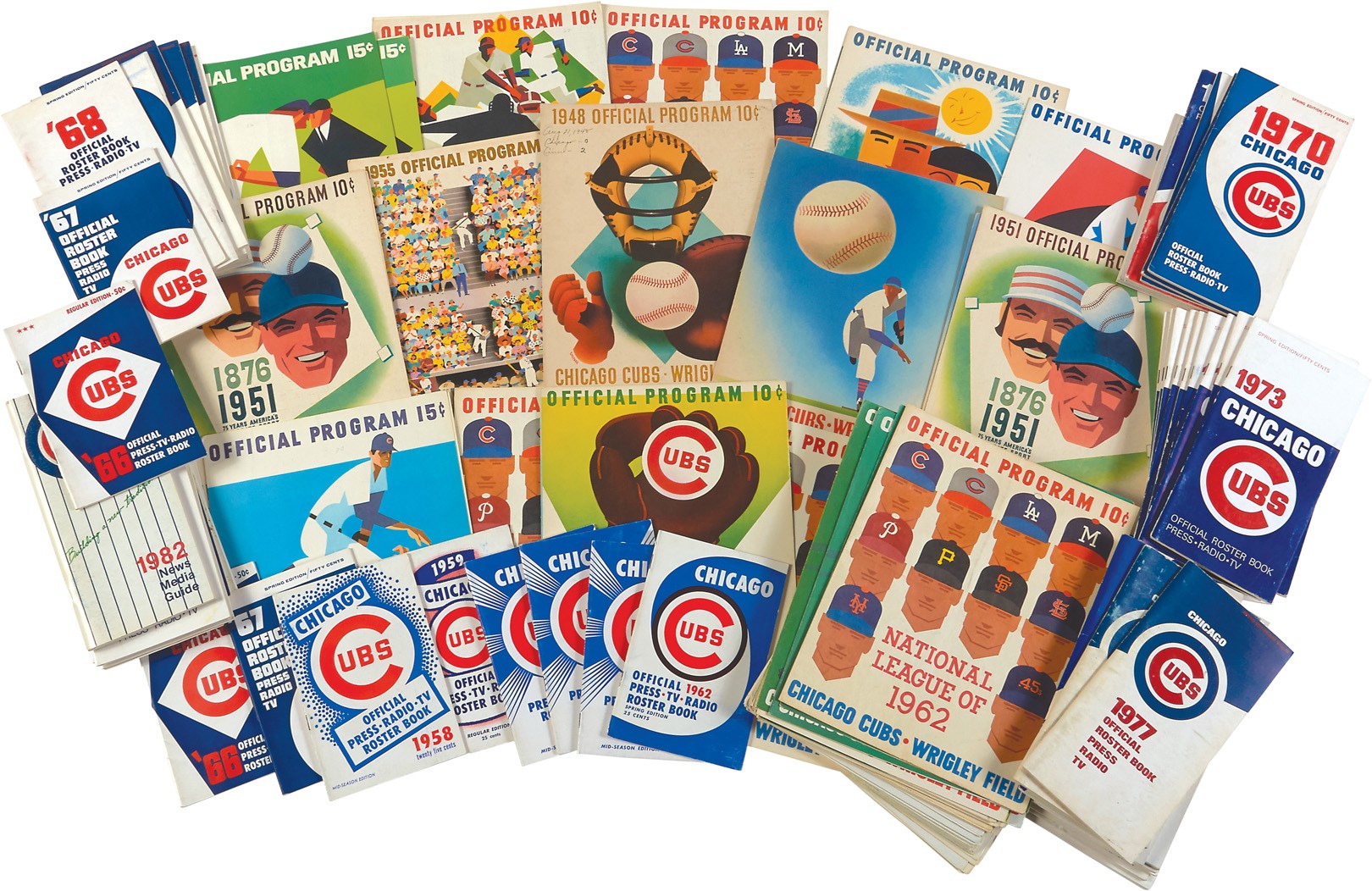 Chicago Cubs & Wrigley Field - Old Chicago Cubs Programs & Media Guides (100+)