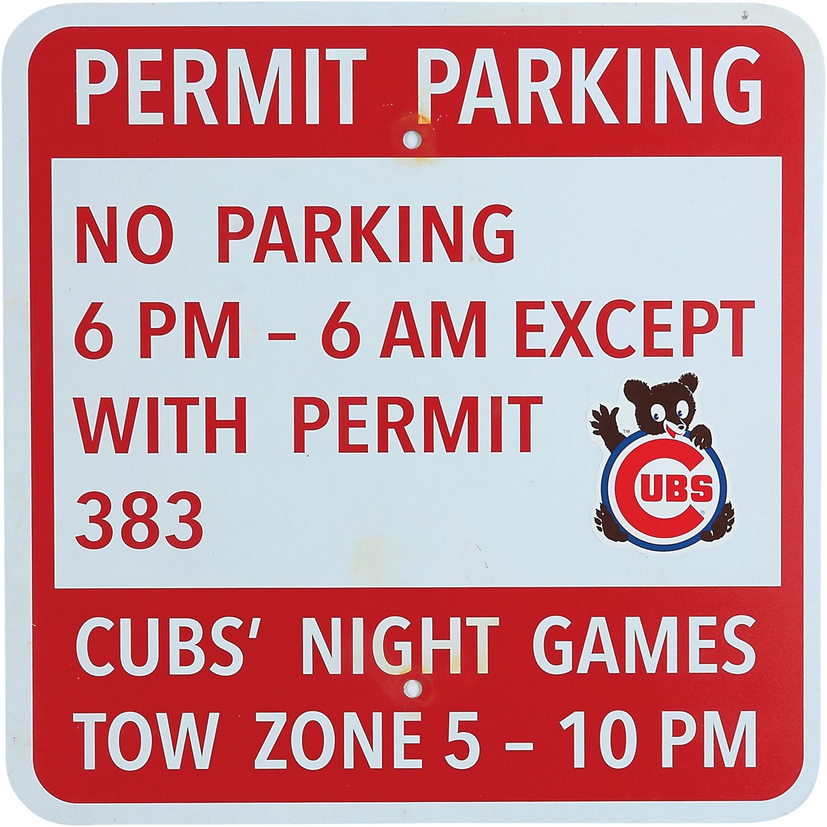 Chicago Cubs & Wrigley Field - Chicago Cubs Original Wrigley Field Street Sign "Night Game"