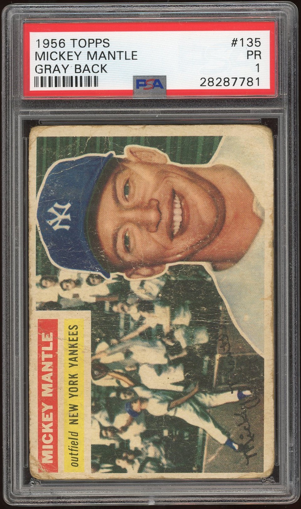 - 1956 Topps Mickey Mantle #135 Gray Back