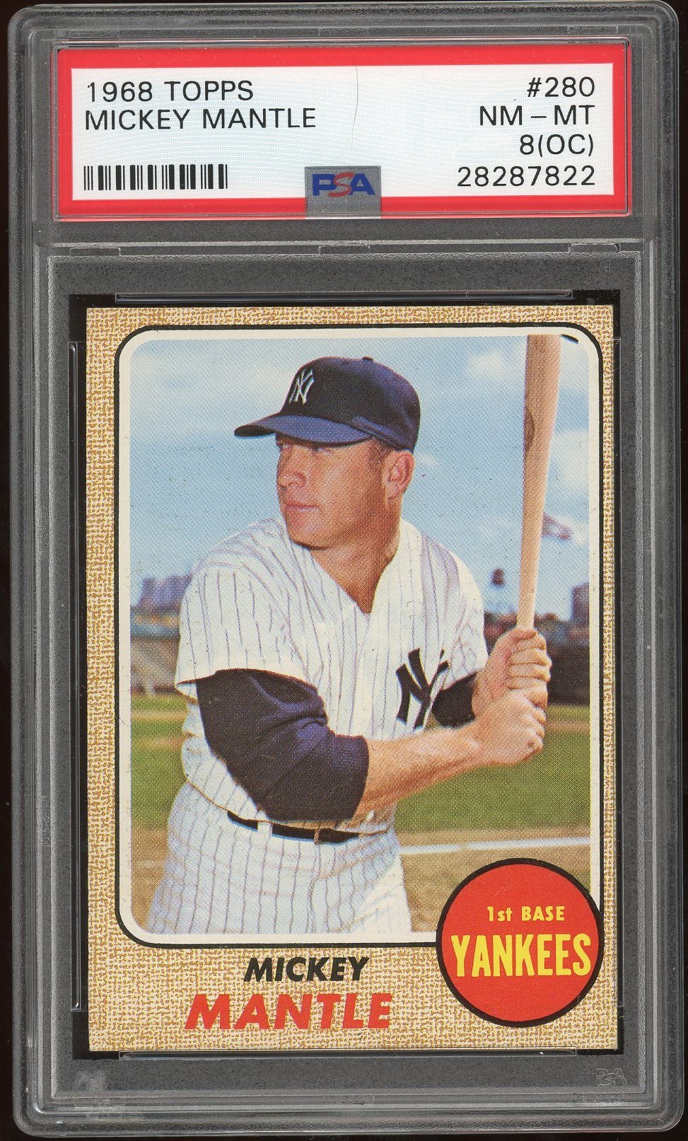 - 1968 Topps Mickey Mantle #280 NM-MT PSA Graded 8