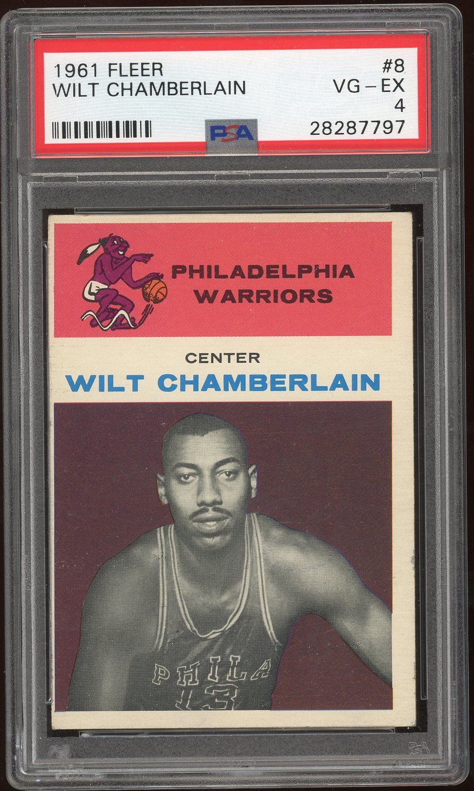 Basketball Cards - 1961 Fleer Wilt Chamberlain #8 VG-EX PSA Graded 4