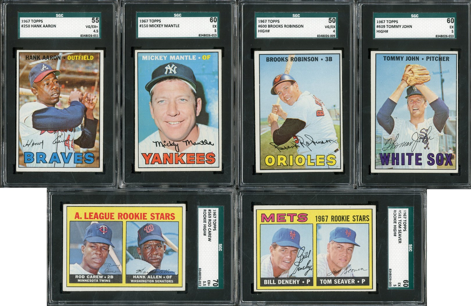 Baseball and Trading Cards - 1967 Topps Complete Set of 609 Cards (6 SGC Graded)