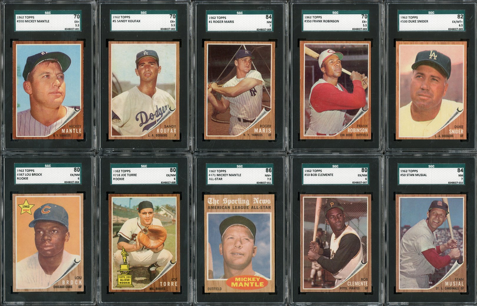 Baseball and Trading Cards - 1962 Topps Complete Set of 598 Cards (11 SGC Graded)