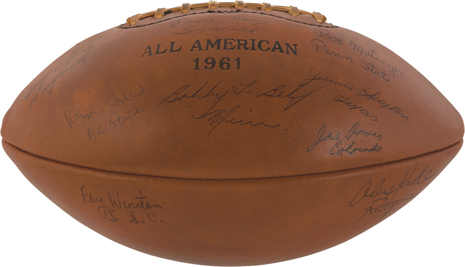 1961 College All-Americans Signed Football with Ernie Davis (PSA)