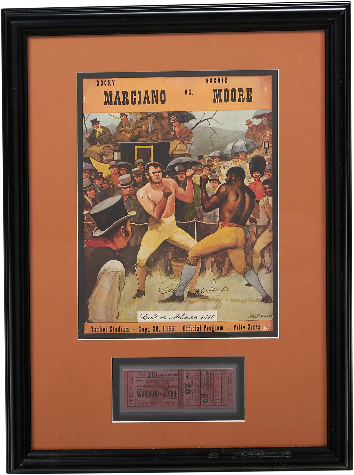 1955 Rocky Marciano Signed "Marciano v. Moore" Fight Program (PSA)