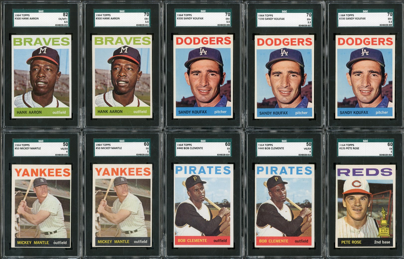 - 1964 Topps Mid-to-High Grade Lot of 1500+ with 100+ Stars including Mantle and Rose