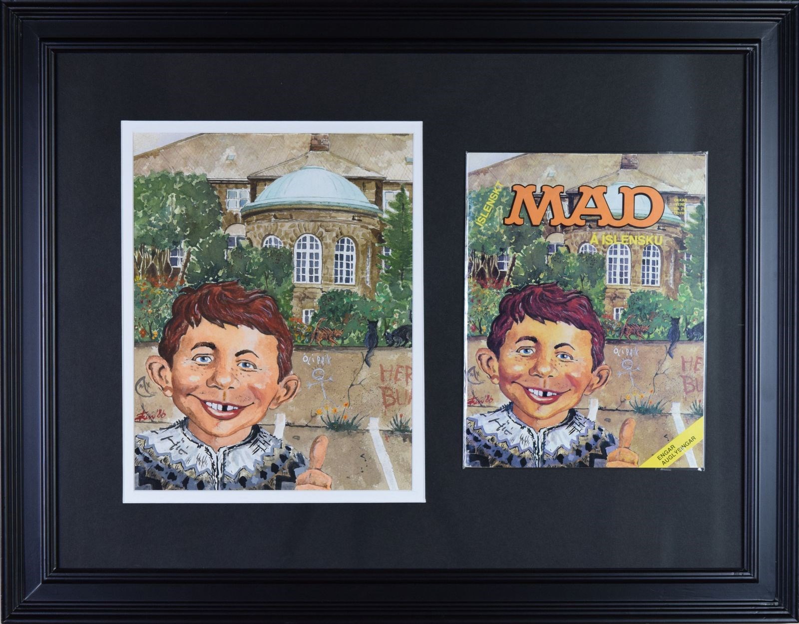 Comics - MAD Magazine Iceland #1 Issue Original Cover Art with the #1 Issue Magazine - The Rarest of all MAD Magazine Editions