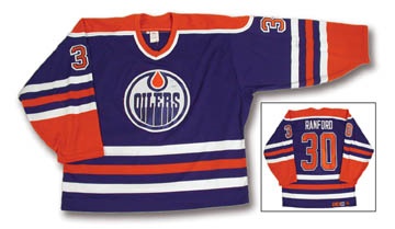 Hockey Sweaters - 1994-95 Bill Ranford Edmonton Oilers Game Worn Jersey
