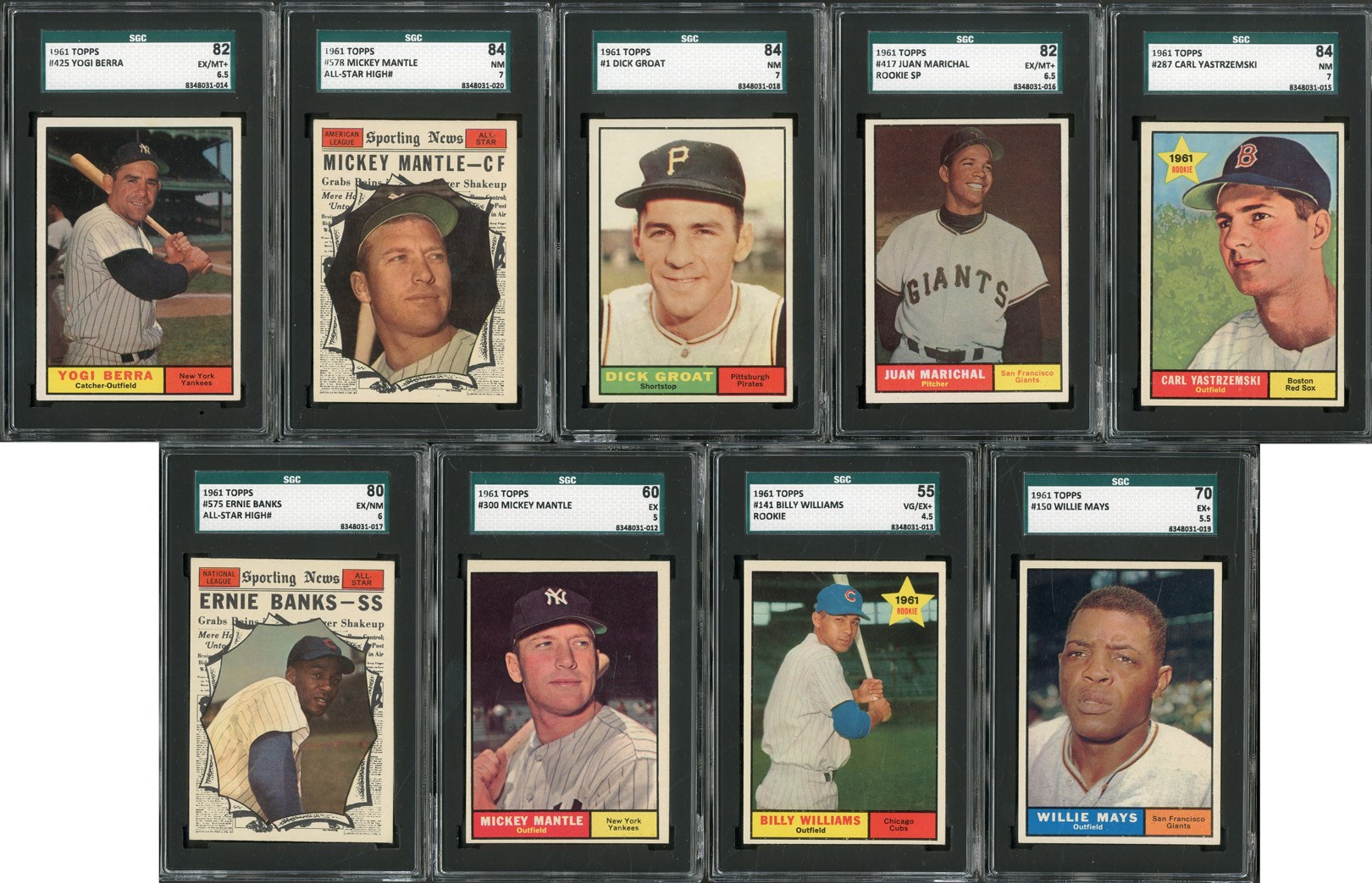 Baseball and Trading Cards - 1961 Topps HIGH GRADE Complete Set (587 Cards - 9 SGC Graded)