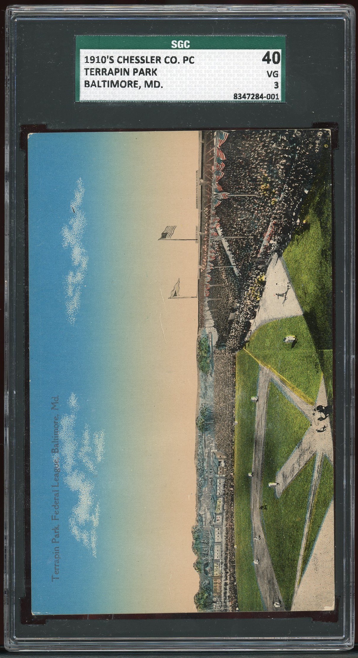 Baseball Postcards - 1914 Terrapin Park Federal League Chrome Postcard SGC 40