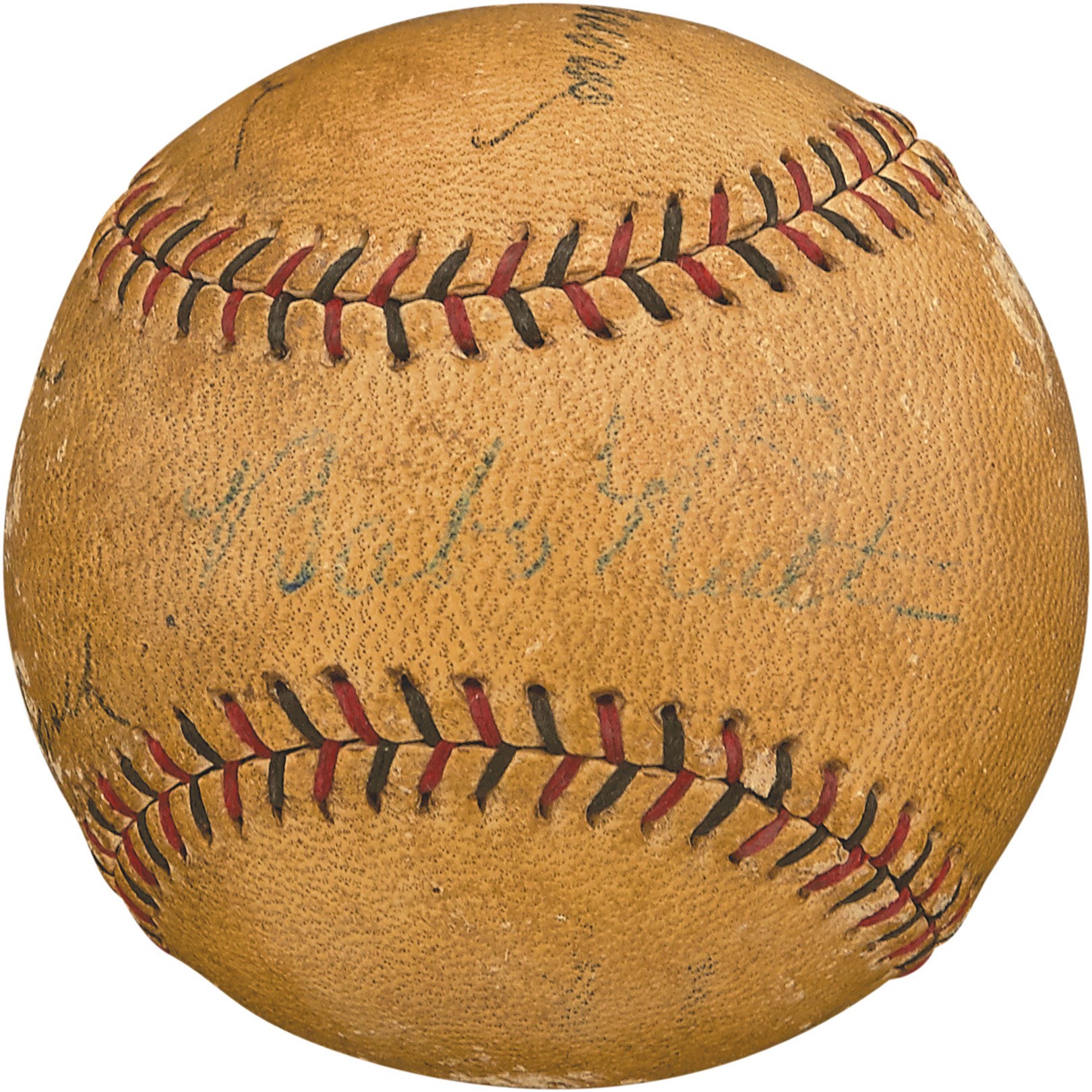 Baseball Autographs - 1930 World Series Teams-Signed Foul Ball w/Babe Ruth - Newspaper Article Provenance (PSA)