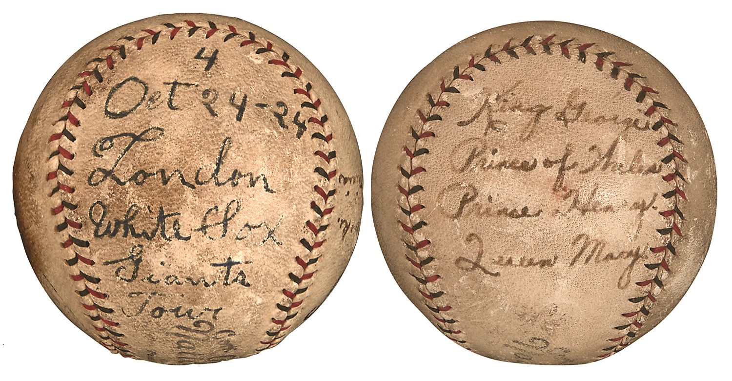 Baseball Memorabilia - 1924 Game Balls from White Sox vs. Giants London World Tour - Gifted by The Royal Family (Comiskey Family Sourced)