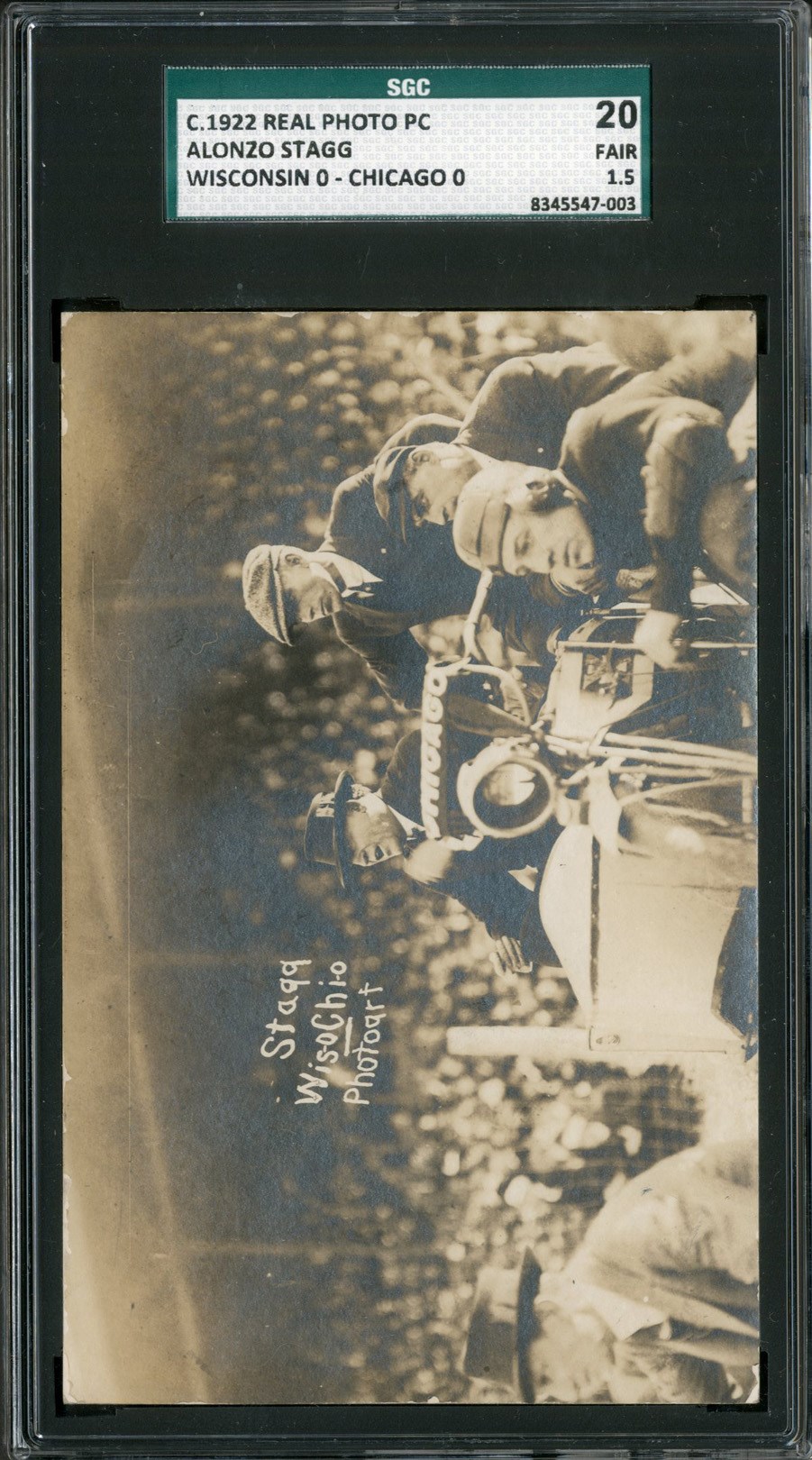1922 Amos Alonzo Staggs "Coaching By Motorcycle" Real Photo Postcard (SGC)