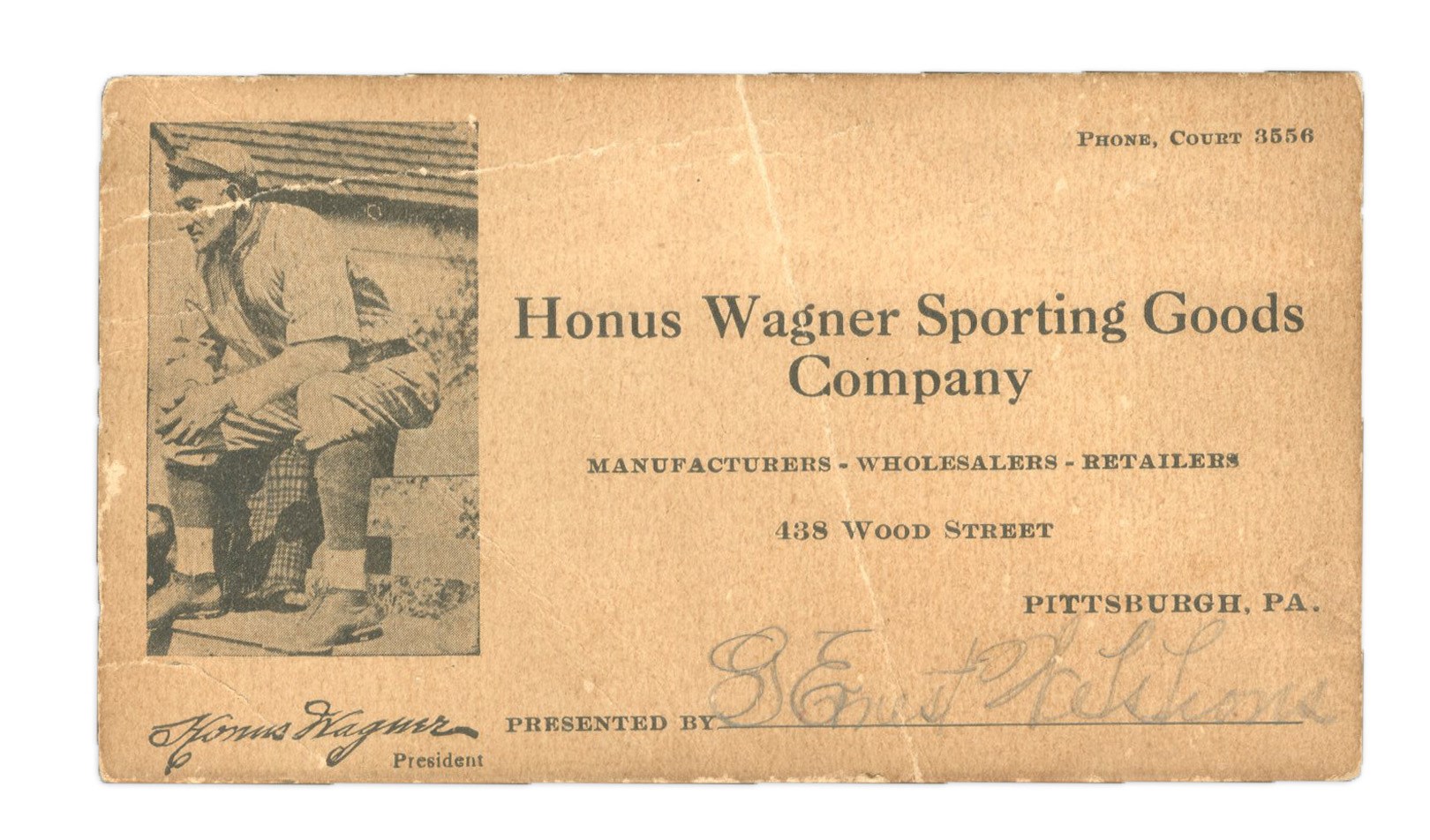Baseball Memorabilia - Early Honus Wagner Sporting Goods Calling Card