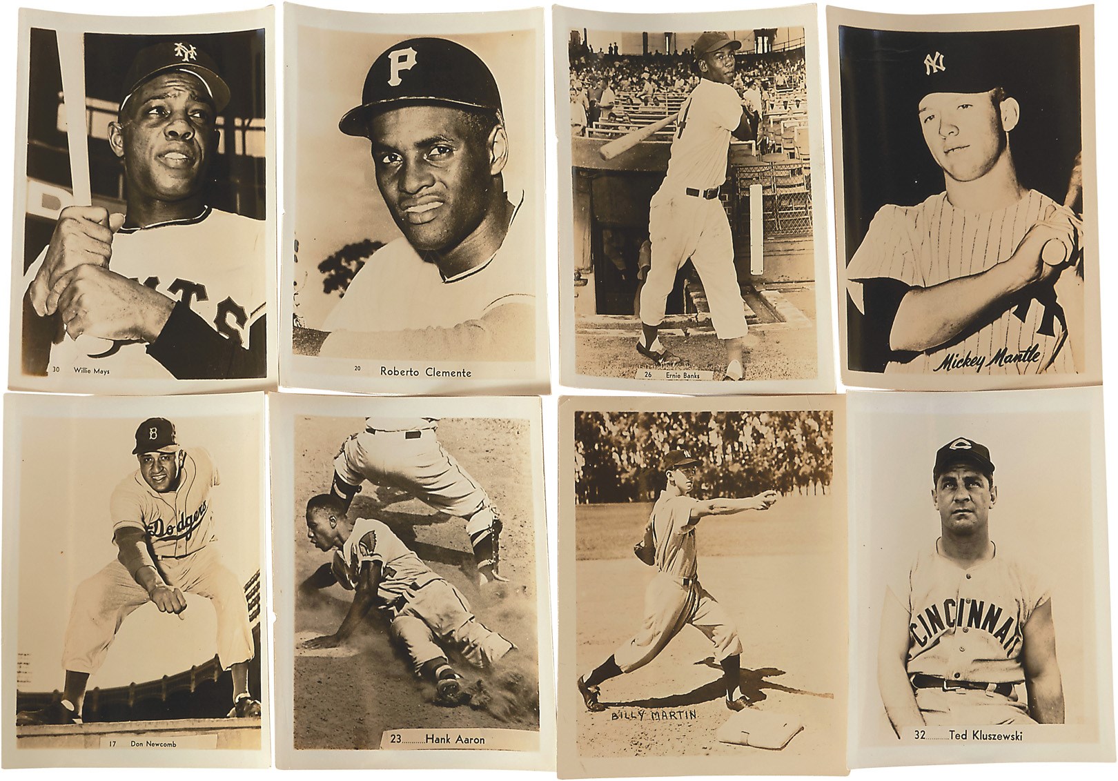 Baseball Memorabilia - Circa 1956 Stadium Issue Photo Set with Mantle, Mays, Clemente (27)