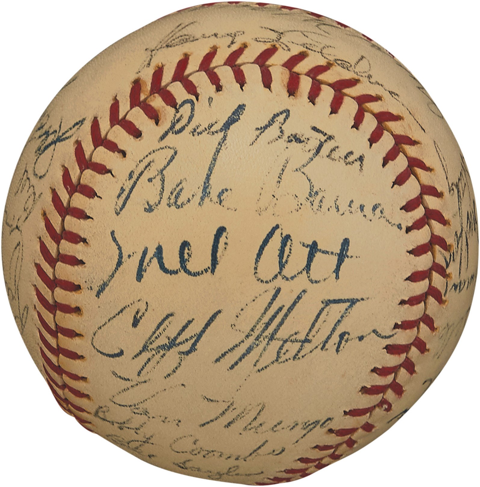 Fine 194243 New York Giants Team Signed Baseball With Mel Ott Jsa