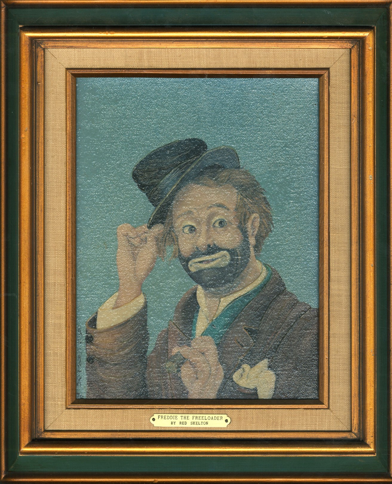 "Freddie the Freeloader" Painting by Red Skelton, Gifted to Emmett Kelly