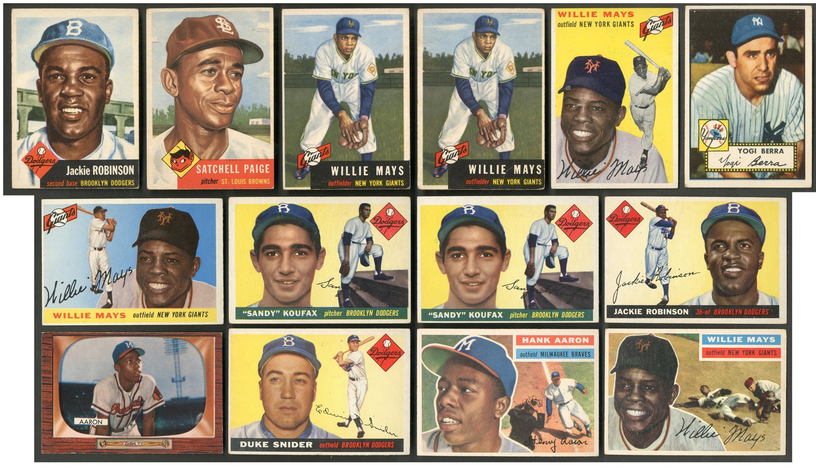 Baseball and Trading Cards - 1952-1956 Topps and Bowman Collection (44 HOFers with TWO 1953 Mays Cards)
