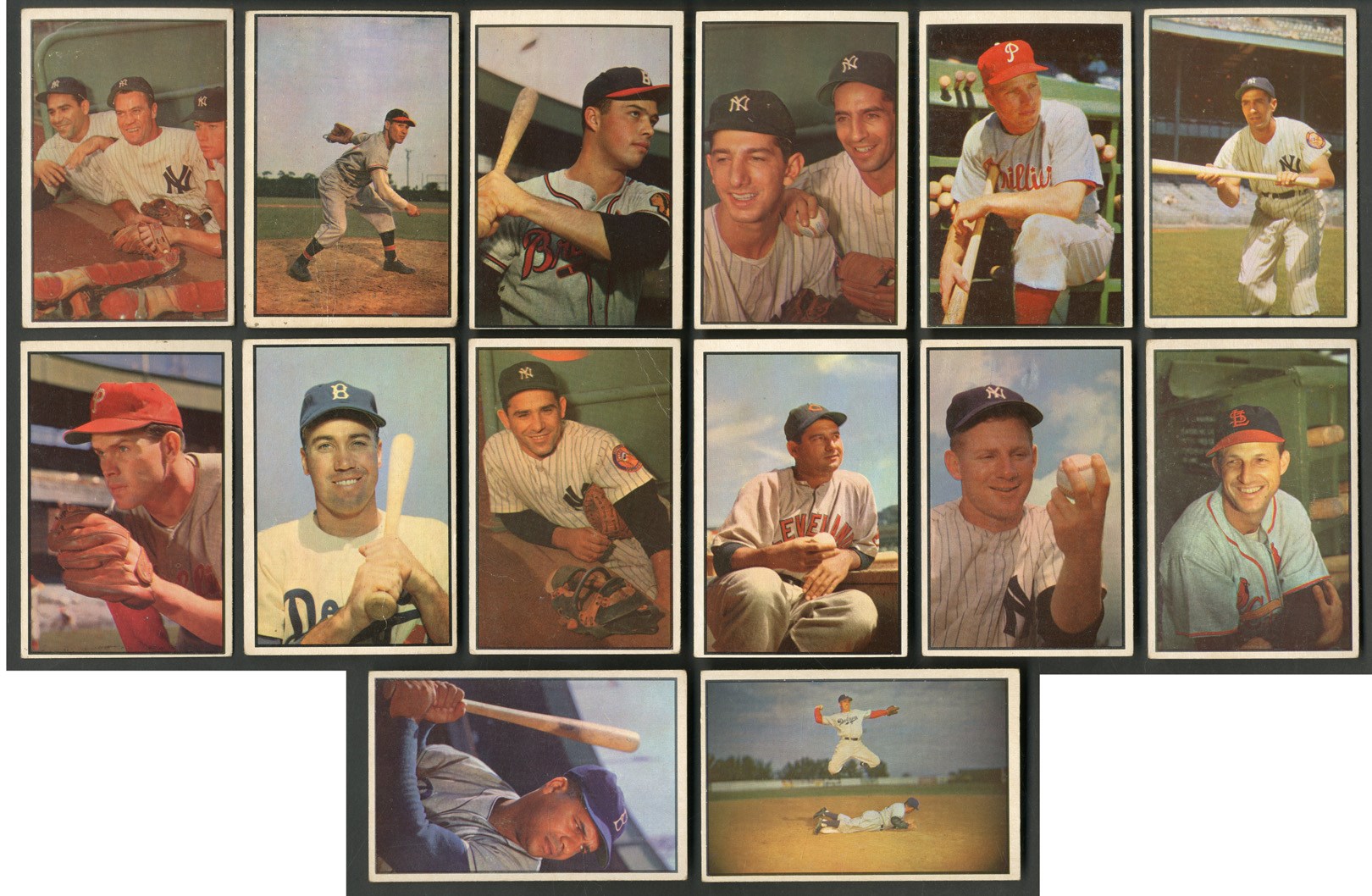 - 1953 Bowman Color Collection (14 HOFers with Bauer/Berra/Mantle) - LOADED!