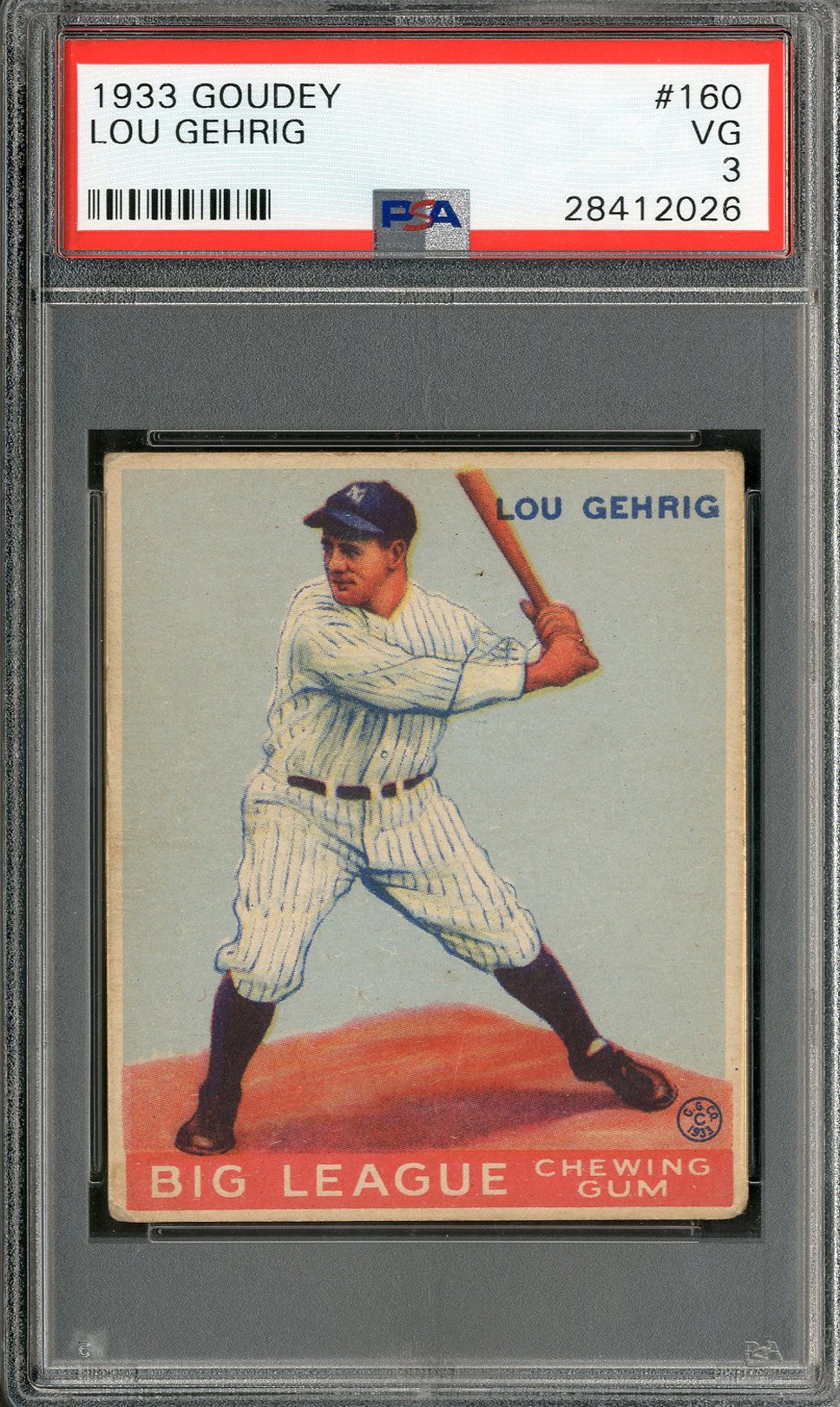 Baseball and Trading Cards - 1933 Goudey #160 Lou Gehrig - PSA VG 3