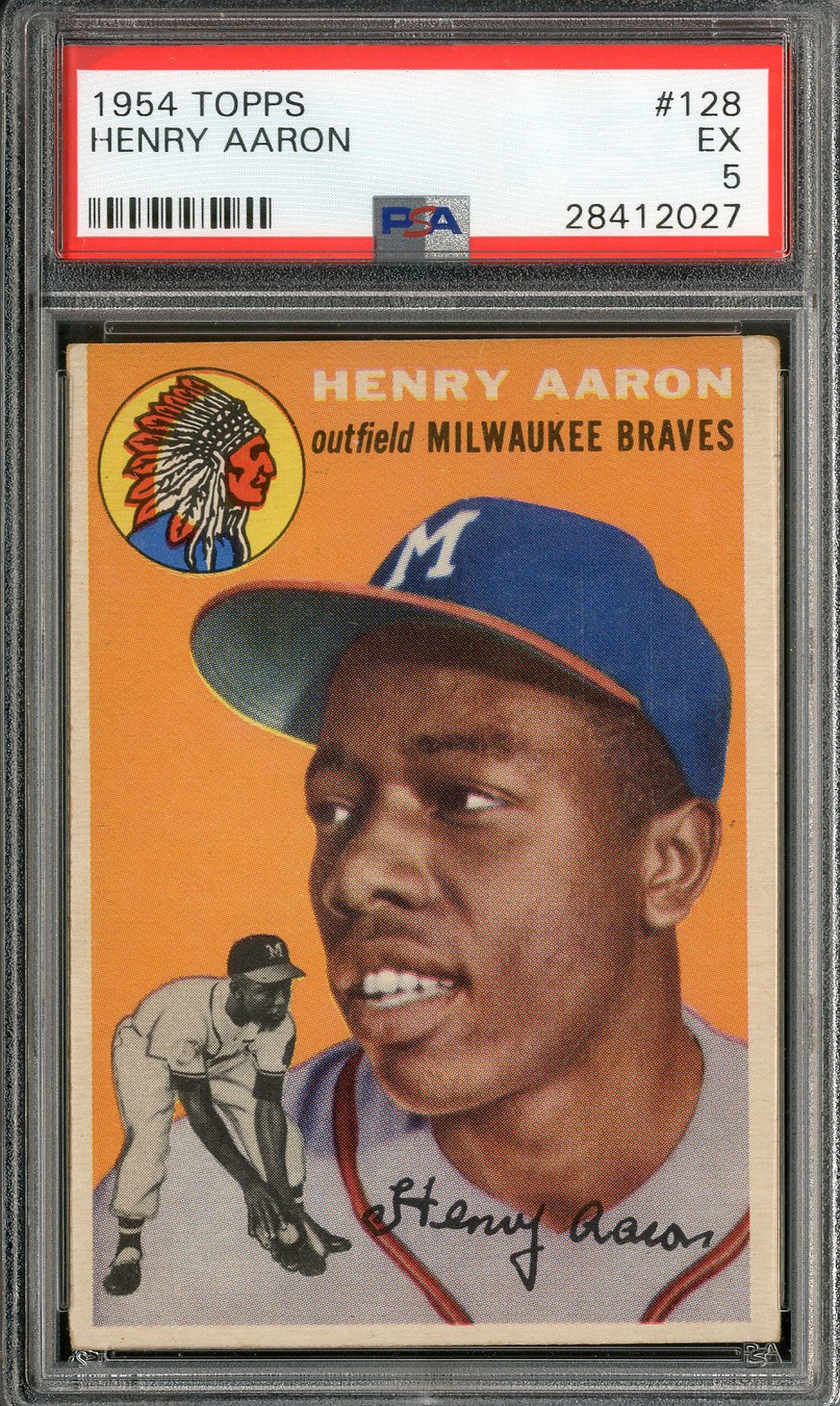 Baseball and Trading Cards - 1954 Topps #128 Hank Aaron - PSA EX 5