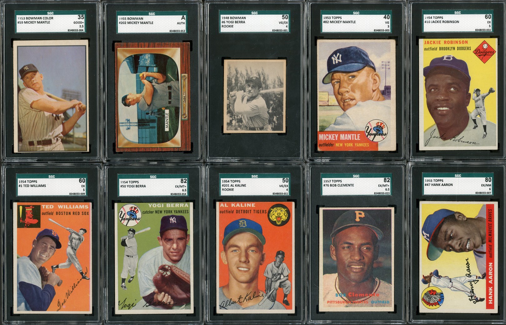 1948-1955 Topps SGC Graded HOFer Lot (12 Cards with THREE Mantle's!)