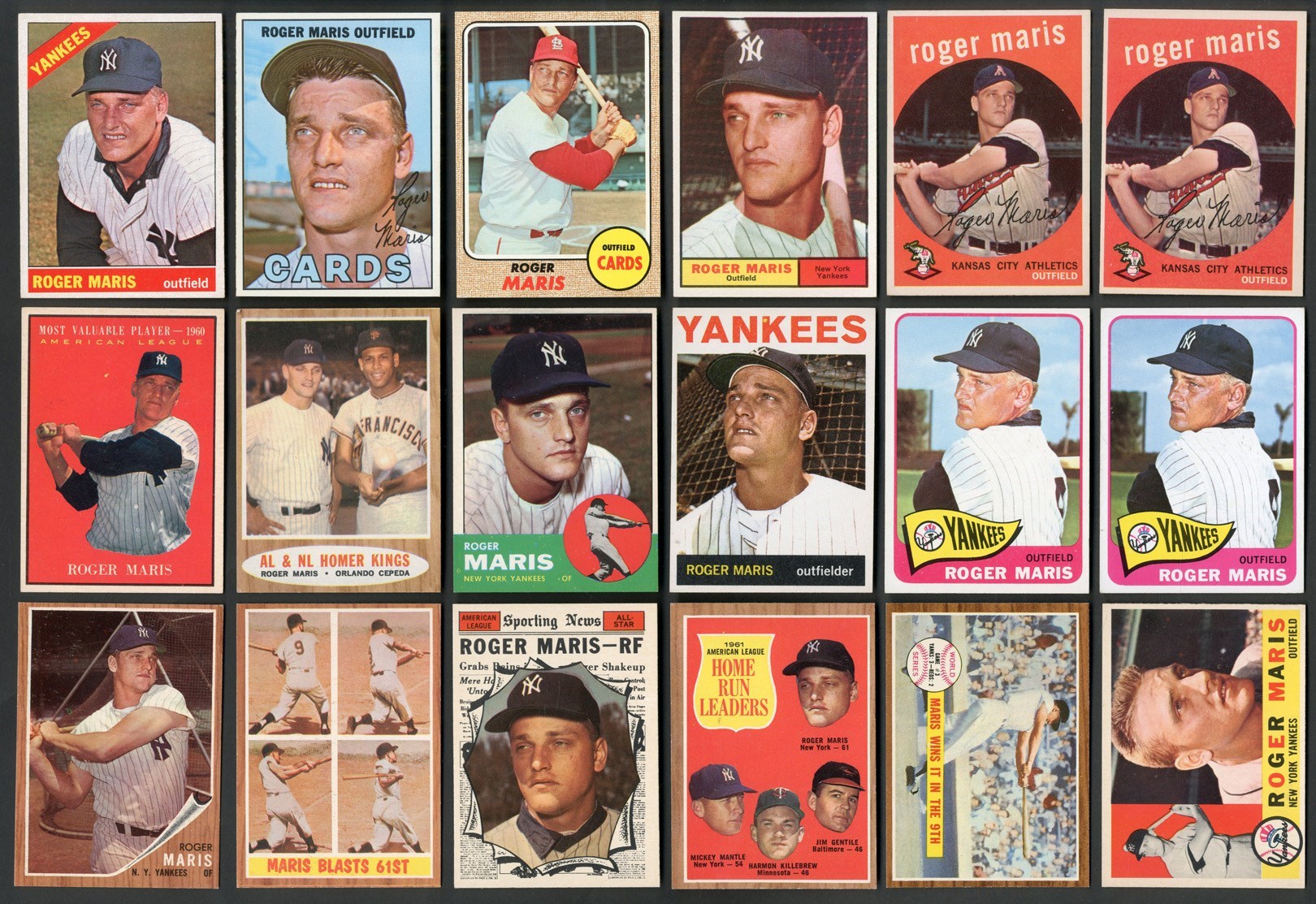 Baseball and Trading Cards - 1959-68 Topps Roger Maris Run with Duplicates (19)