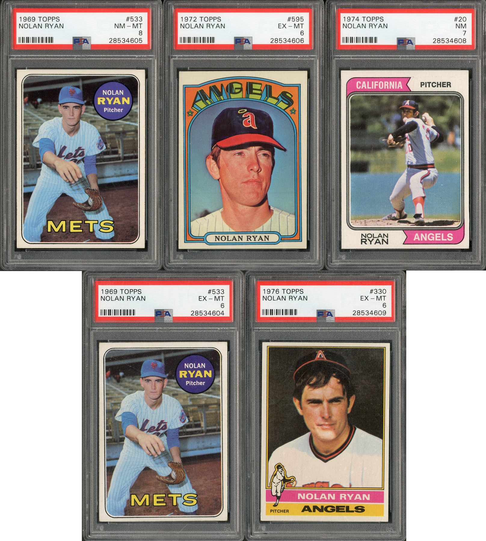 Baseball and Trading Cards - 1969-89 Topps Nolan Ryan Run with Duplicates (27)