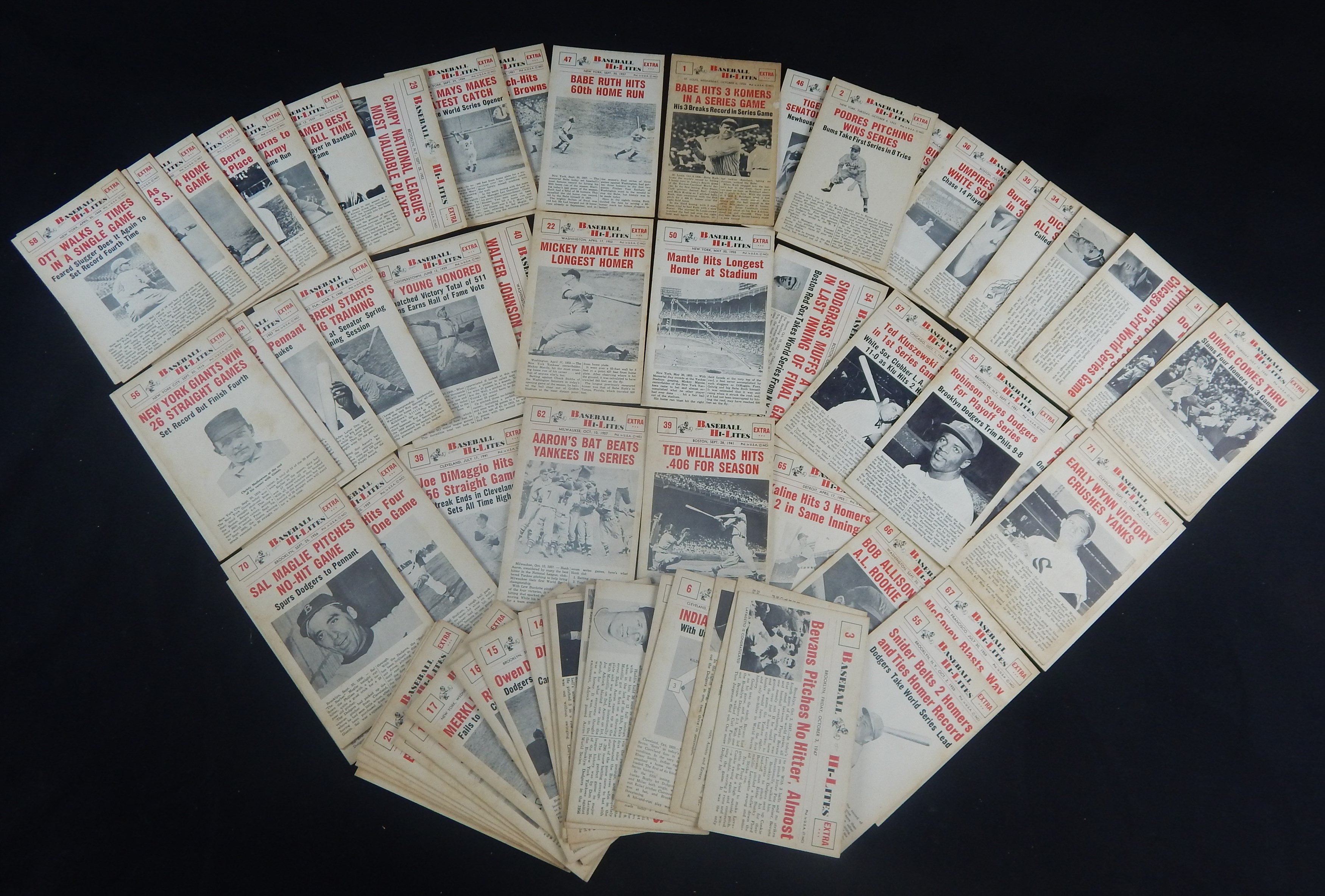 - 1960 NU Card Highlights Complete Set of 72