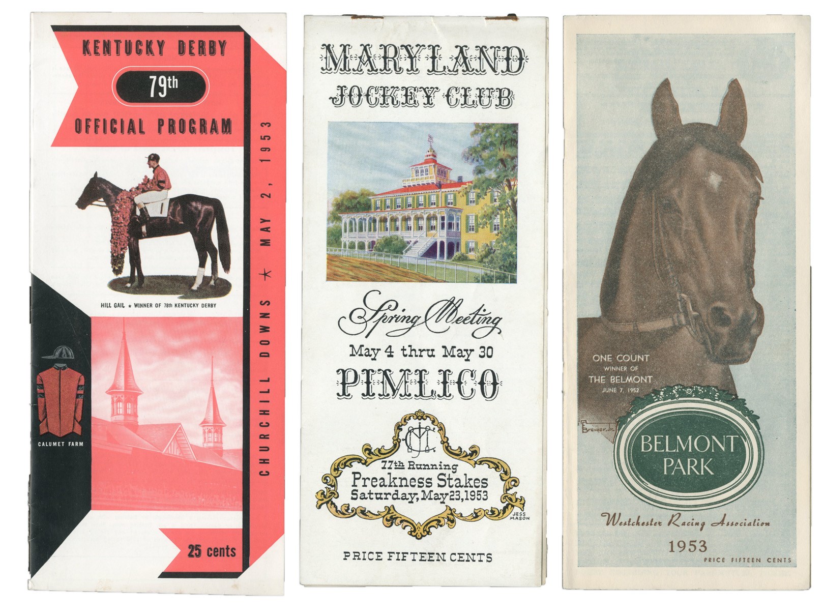 Horse Racing - Native Dancer 1953 Triple Crown Programs (3)