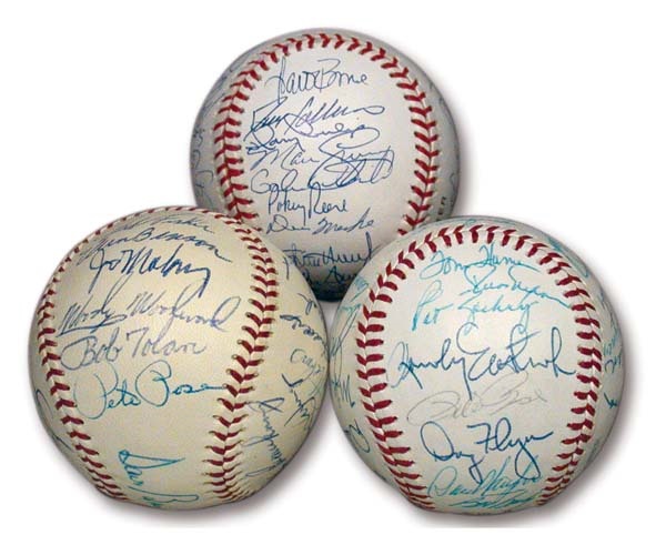 Pete Rose & Cincinnati Reds - Cincinnati Reds Team Signed Baseball Collection (3)