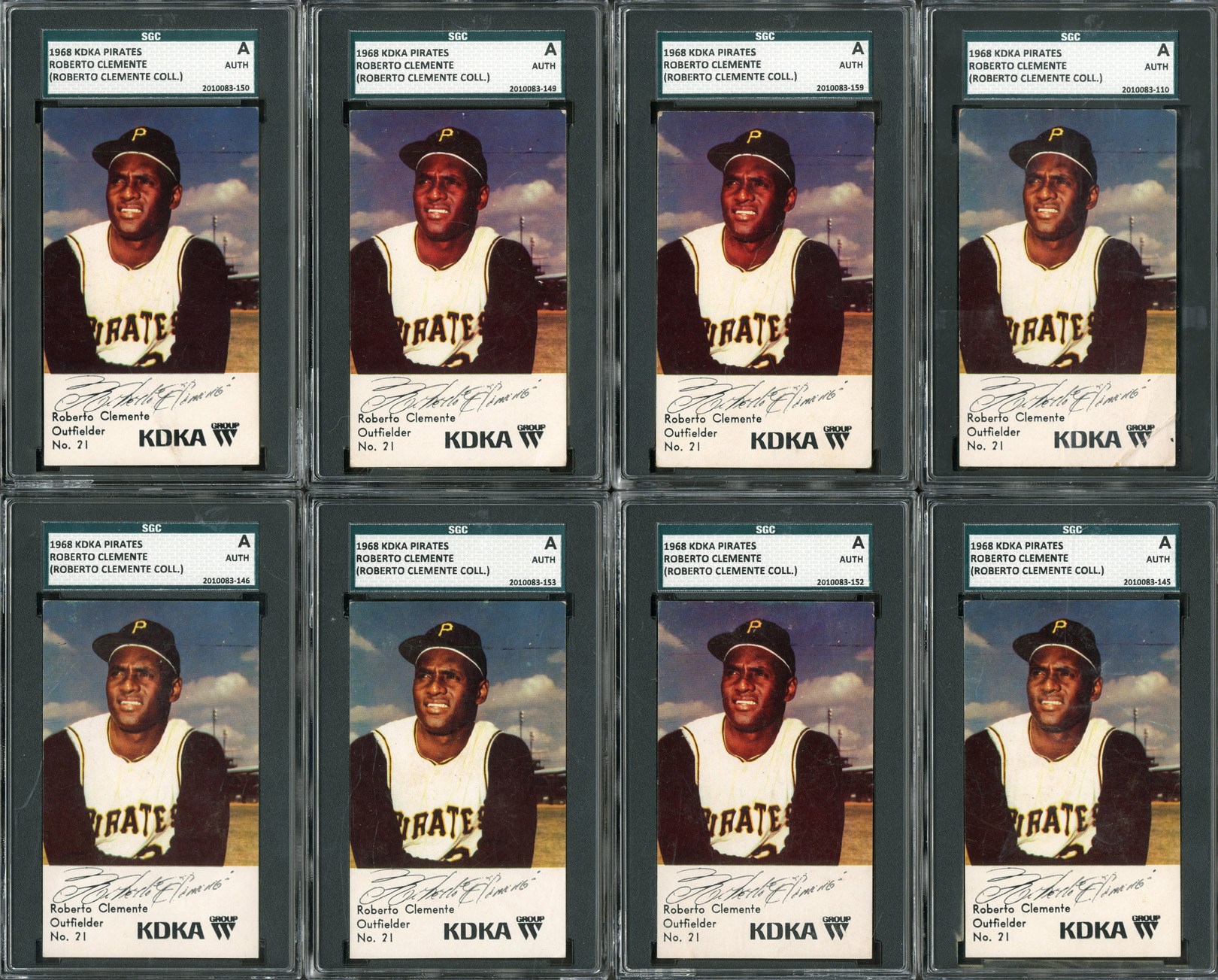 Baseball and Trading Cards - 1968 KDKA Pirates Roberto Clemente (from Clemente Collection) - SGC AUTH