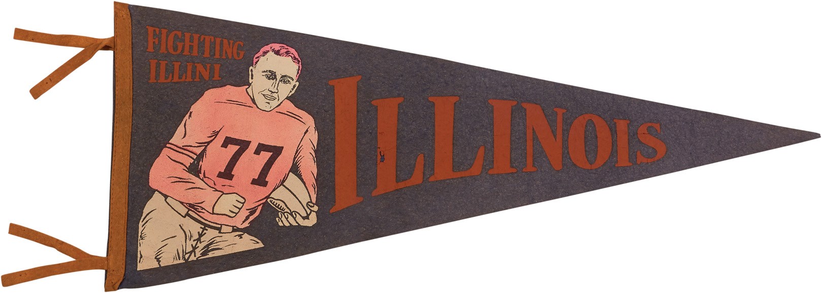 Football - 1920s Red Grange Illinois Felt Pennant