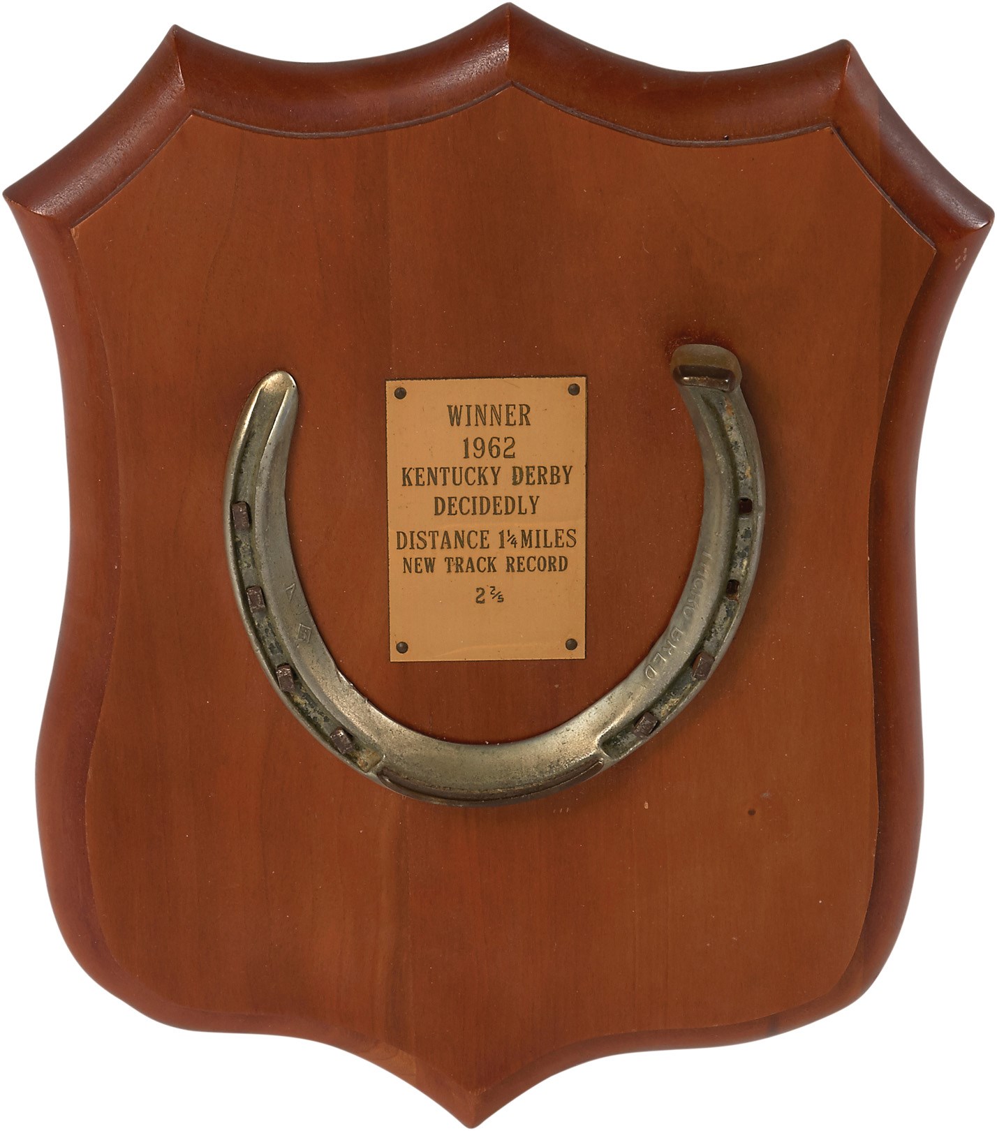 1962 "Decidedly" Kentucky Derby Record Breaking Horseshoe ("New Track