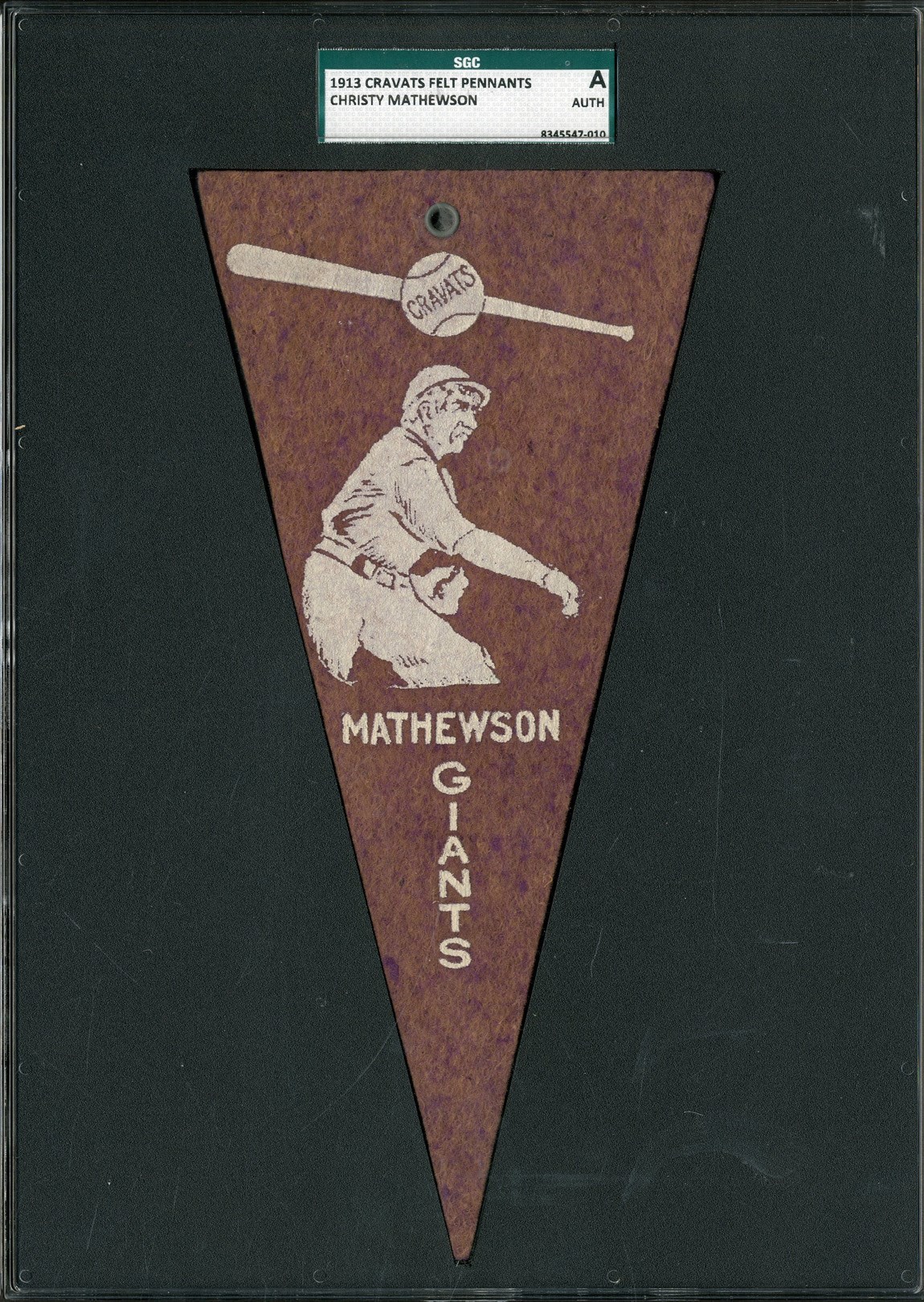 Baseball and Trading Cards - 1913 Christy Mathewson Cravats Felt Pennant (EX/MT) - SGC AUTHENTIC