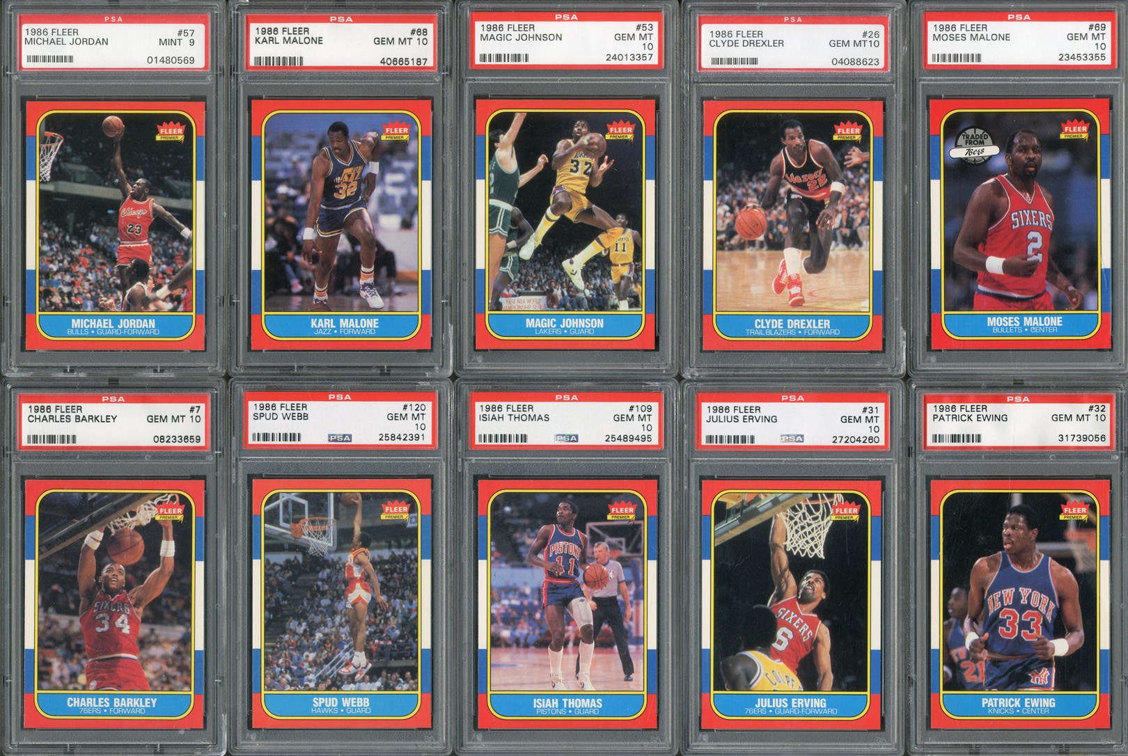 Baseball and Trading Cards - Superb 1986 Fleer Basketball Complete Graded Set (with 70 PSA GEM MINT 10s - 9.53 GPA)