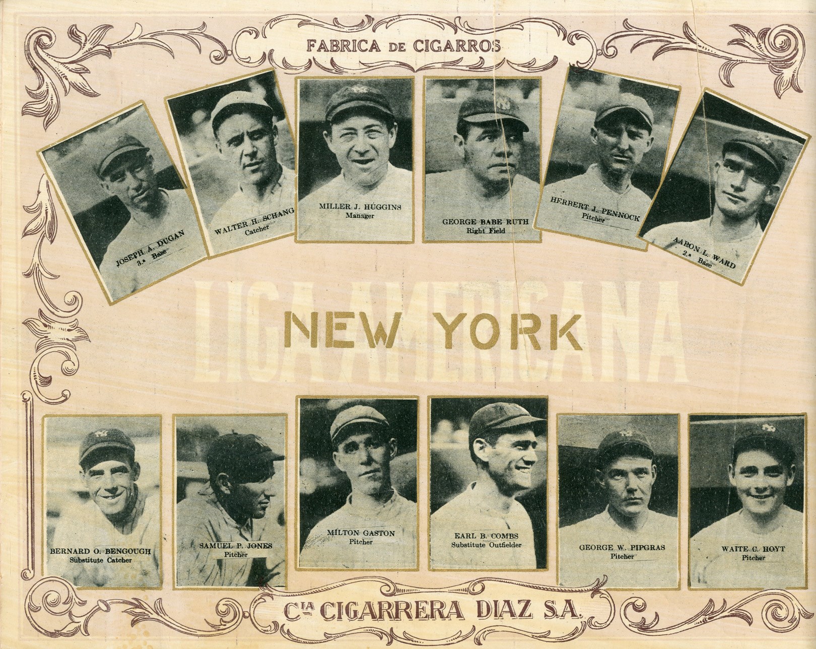 Negro League, Latin, Japanese & International Base - 1924 Tomas Gutierrez Tobacco Premium Album with Major Leaguers (Ruth, Cobb, etc.)