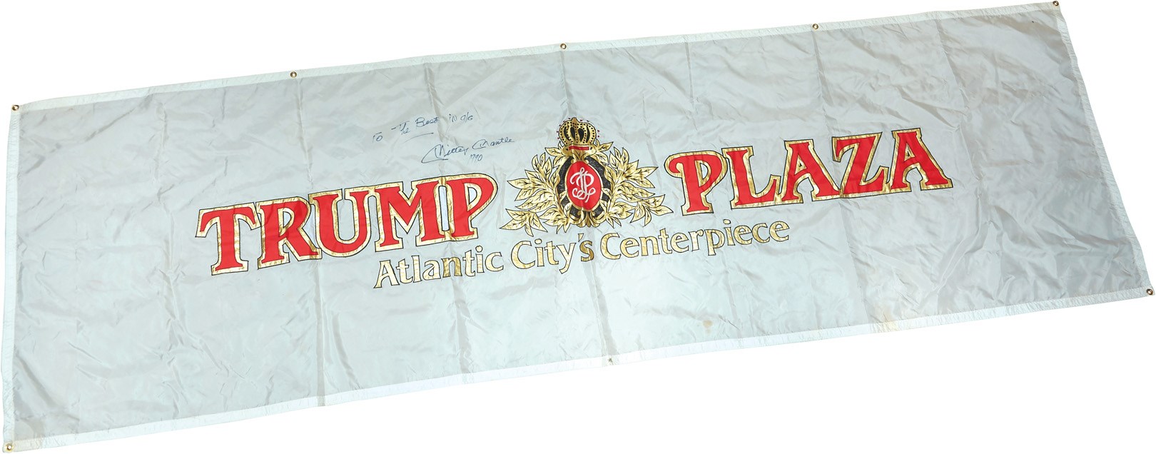 1990 Mickey Mantle Signed Trump Plaza Banner