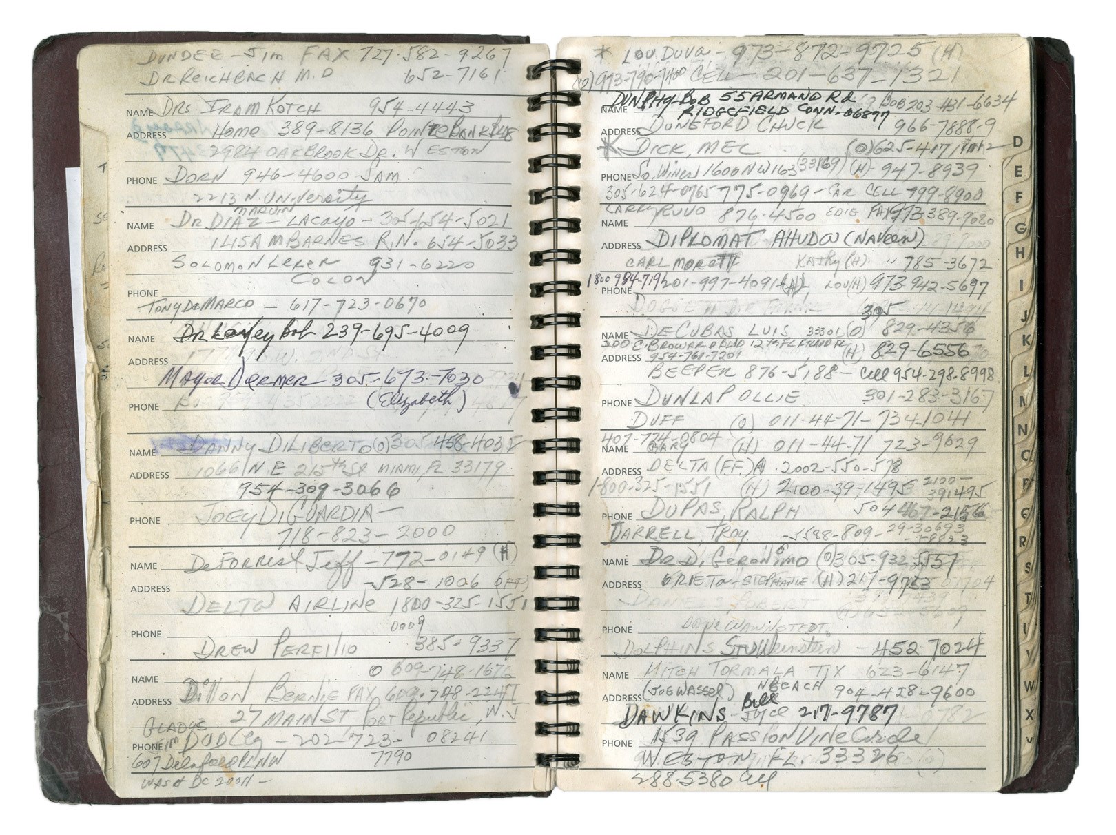 Angelo Dundee's Personal Address Book with Muhammad Ali Content (Dundee LOA)